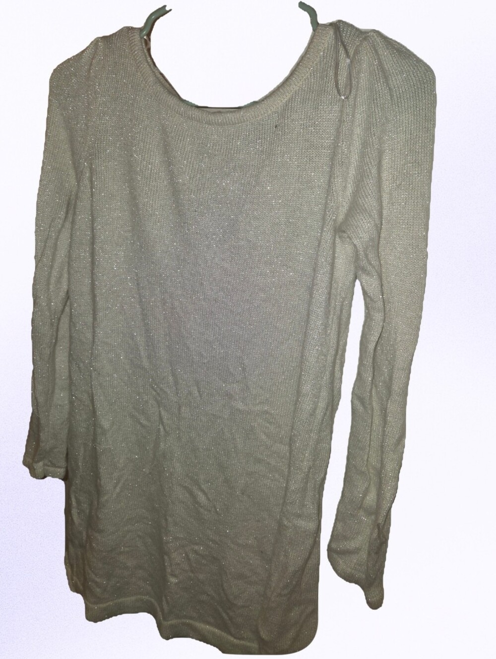 H&M White Metallic Knit Long Sleeve Top